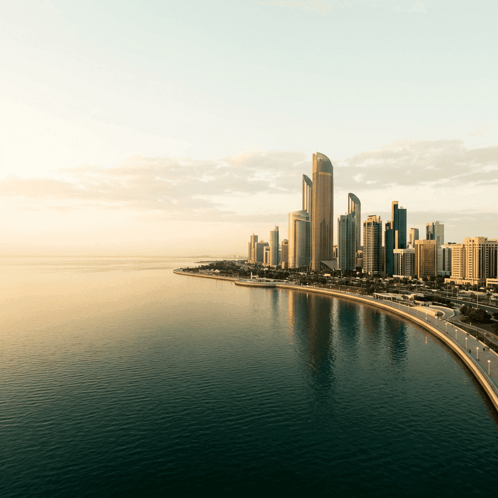 Waterfront towers representing real estate and property brokerage