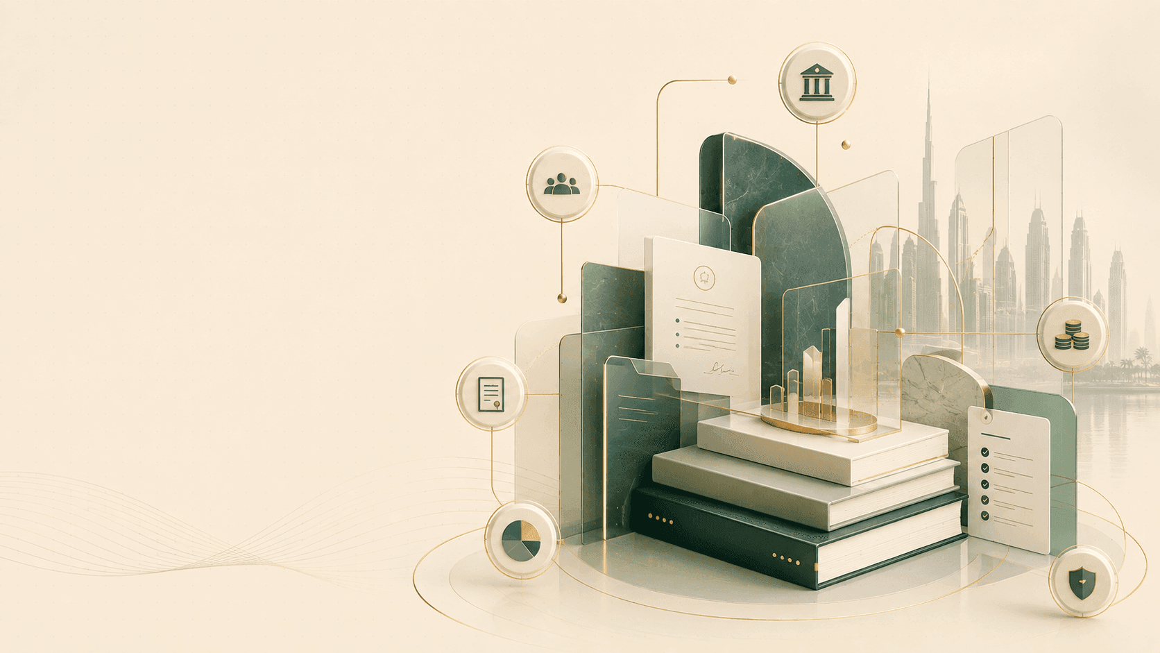 Illustration representing Dubai mainland setup guides and articles
