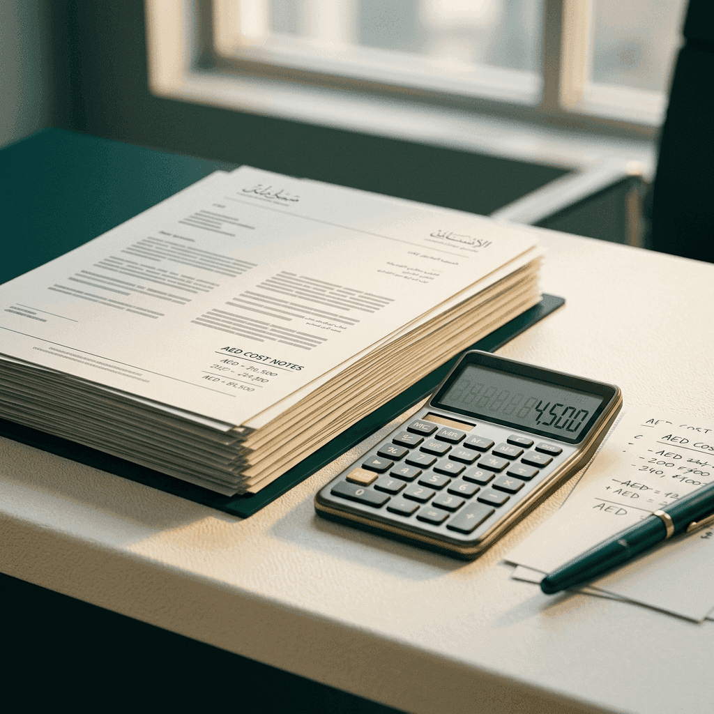 Organized paperwork and calculations representing logistics and transport setup