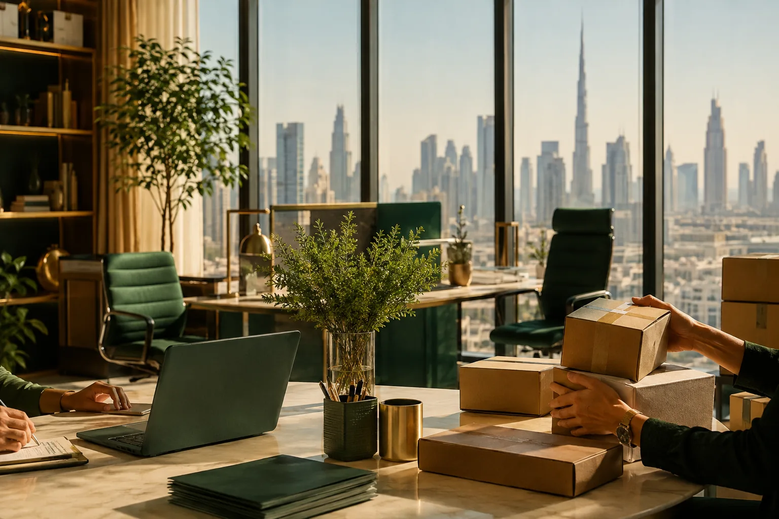 A growing Dubai company workspace prepared for expansion