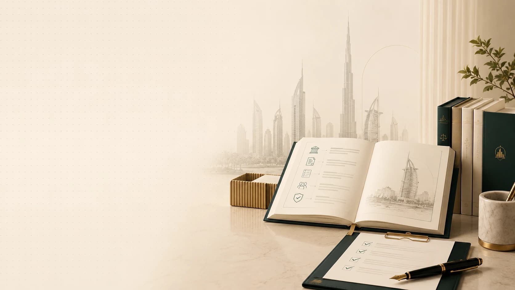 Illustration representing Dubai mainland setup guides and resources