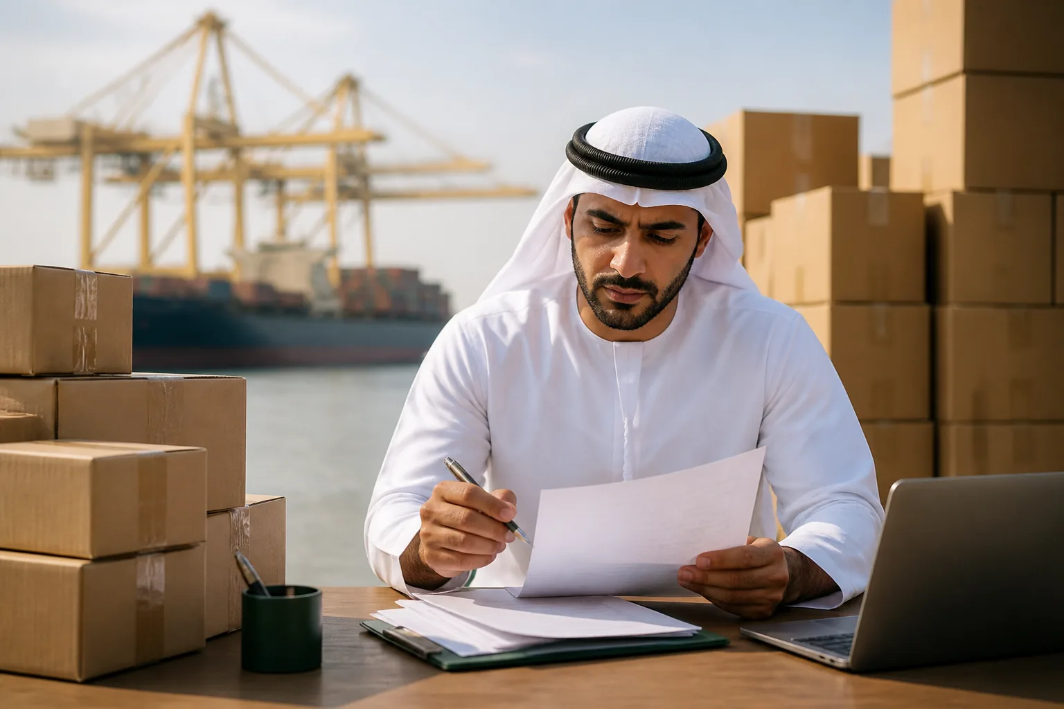 Goods and paperwork prepared for an import or export shipment